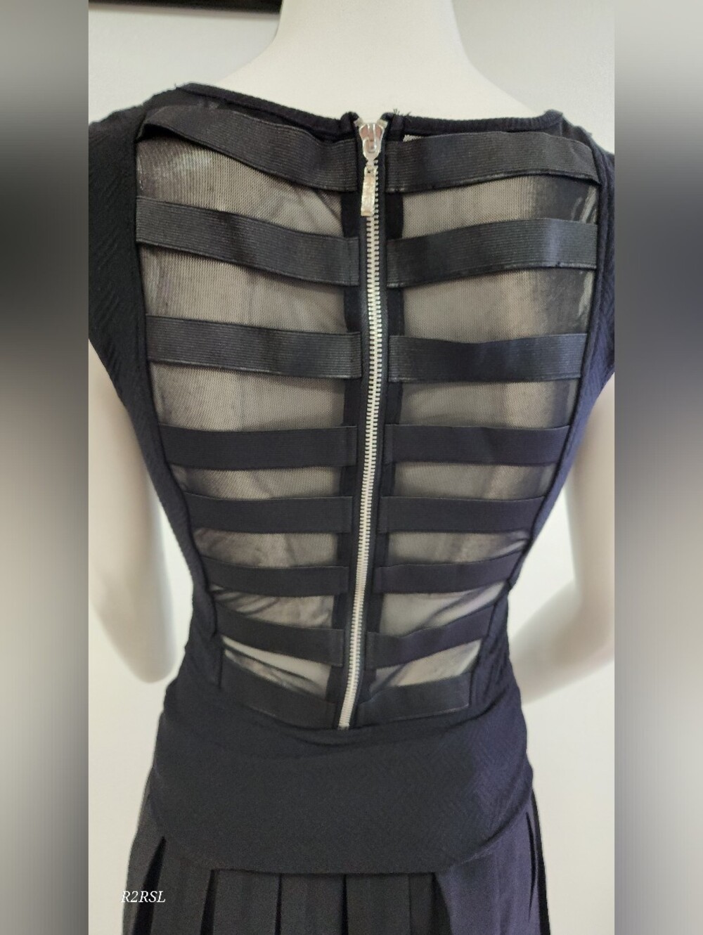 Oh Yes Y2K solid banding mesh back shirt Juniors S(fits like a xs) NWOT Goth